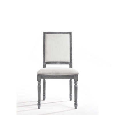 Ensemble de 2 chaises d'appoint en lin crème et gris vieilli Leventis