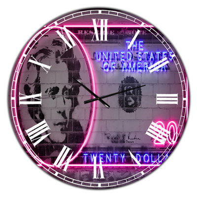 20 dollars - Horloge murale moderne surdimensionnée