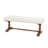 Fabric Cream Bench with Brown Turned Legs