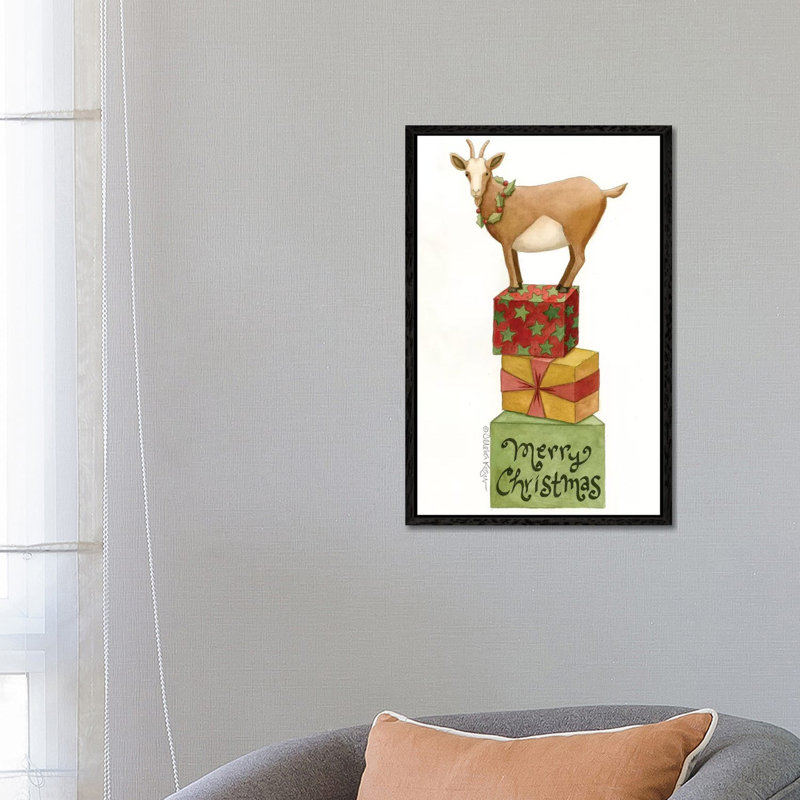 Goat Of Gifts by Teresa Kogut - Painting on Canvas, Black Framed, 66.04cm H x 45.72cm W x 3.81cm D