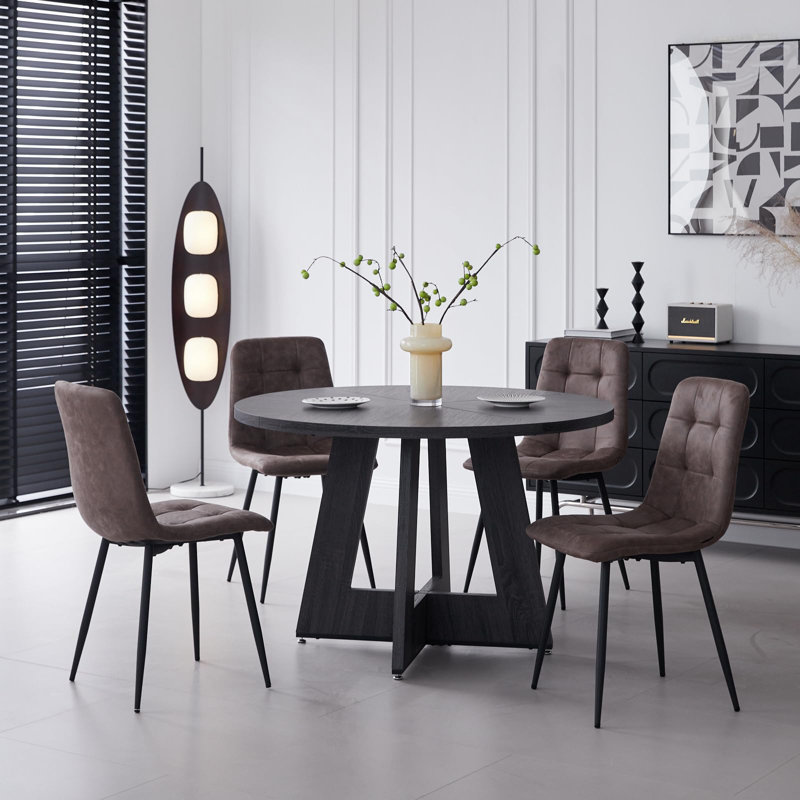 Brown Dining Chair | Velvet, Metal | Kitchen, Living Room, Bedroom | Upholstered Cushion Seat, Brown