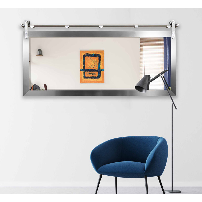 Miroir d'appoint Karlyn, H 32 po x l 65,50 po x P 0,75 po, Argent argent