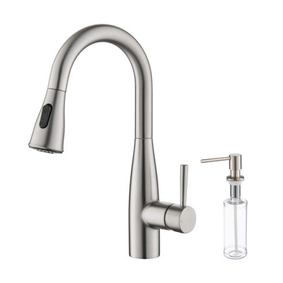 Bari Pull Down Single Handle Kitchen Faucet with Soap Dispenser