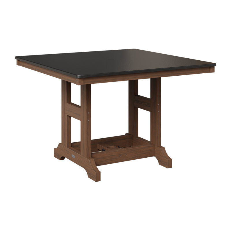 Table de bar carrée 44 po Berlin Gardens Garden Classic, H 39,5 po x l 44 po x P 44 po, Imbuia, Noir martelé
