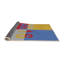Laine abstraite faite à la machine et gris polyester/bleu/rouge Tapis décoratif-528475971