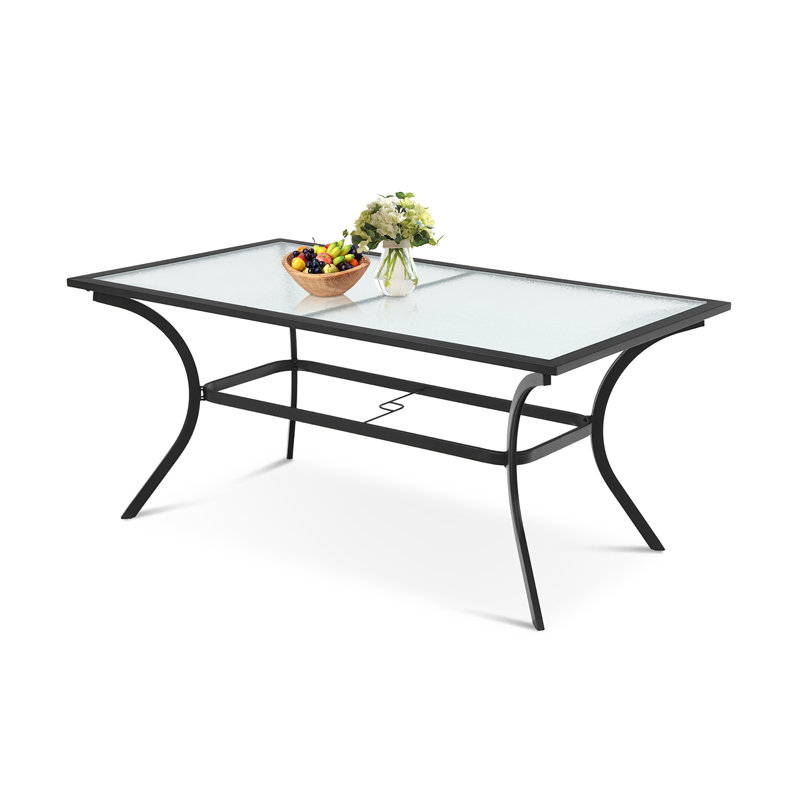 Square Glass Outdoor Dining Table Yes , 66 " W 38 " D