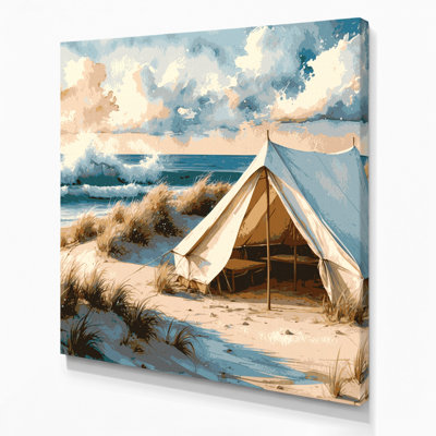 Art mural sur toile beige "Coastal Beach Camp"