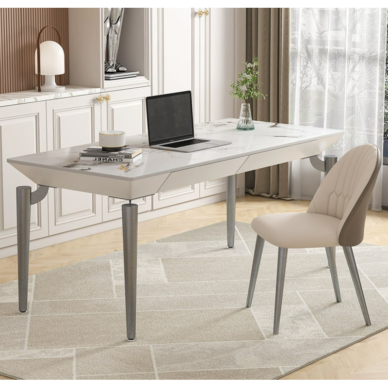 Bureau de table italien en pierre frittée minimaliste avec tiroirs Italian, H 29,53 po x l 62,99 po x P 23,62 po