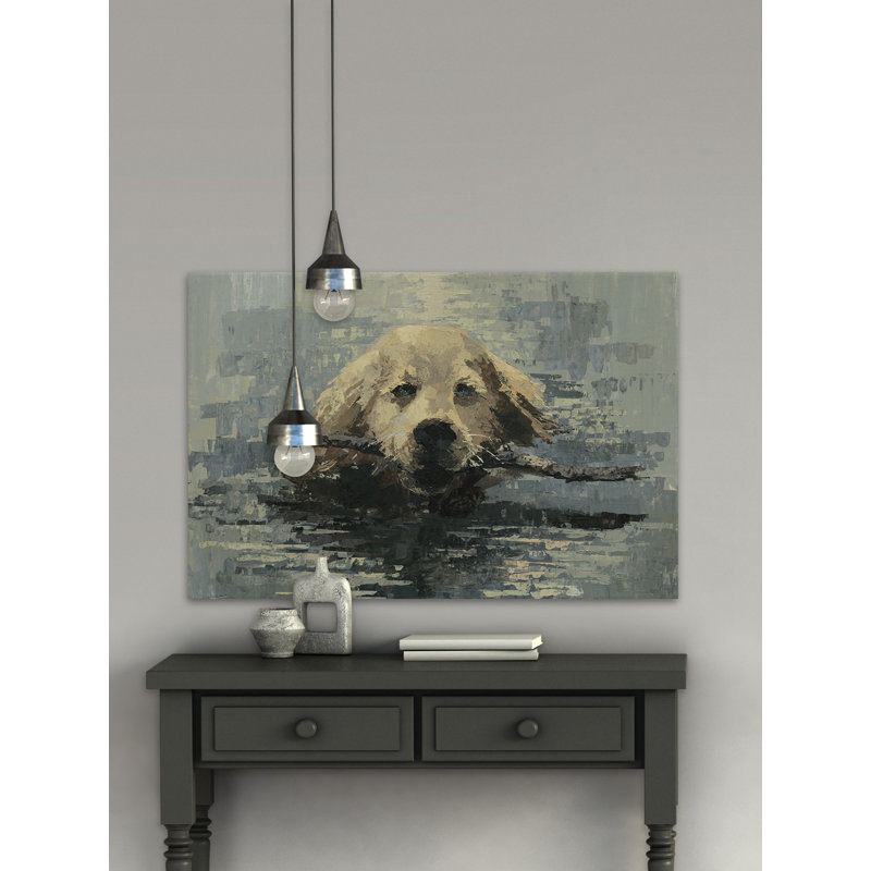 « obedient dog », reproduction sur toile tendue, H 8 po x l 12 po x P 1,5 po