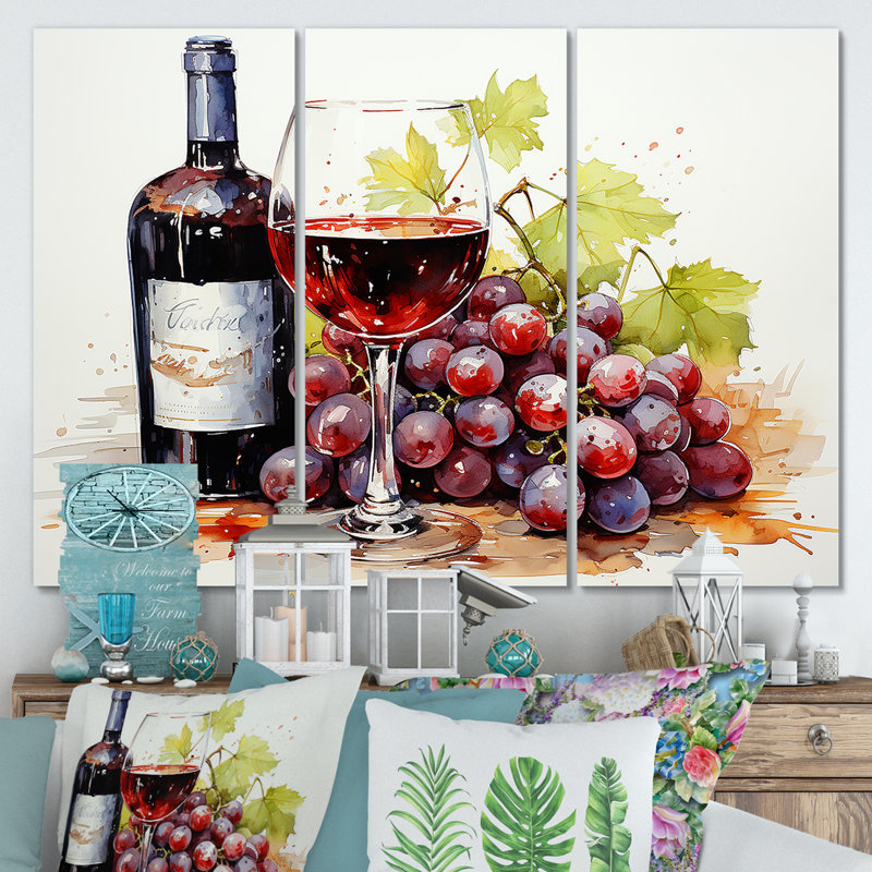 «Balayage de bourgogne bordeaux», art mural vin, Toile tendue, H 28 po x l 36 po