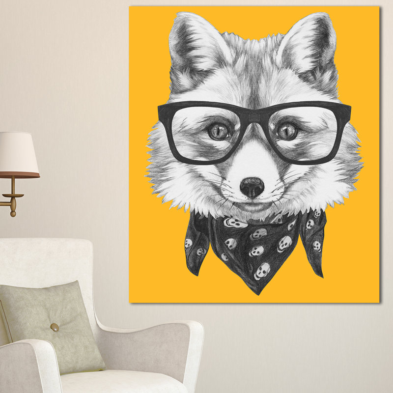 «Funny Fox with Formal Glasses», impression sur toile tendue, H 20 po x l 12 po x P 1po