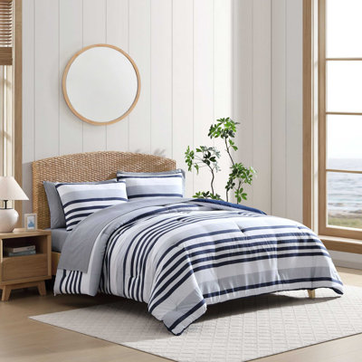 Ensemble d'édredon rayé bleu marine Nautica Palm Coast
