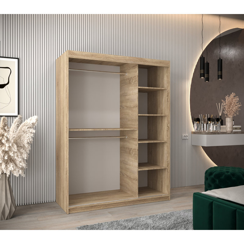Abdelkrim 2 Door Manufactured Wood Wardrobe, Sonoma Oak