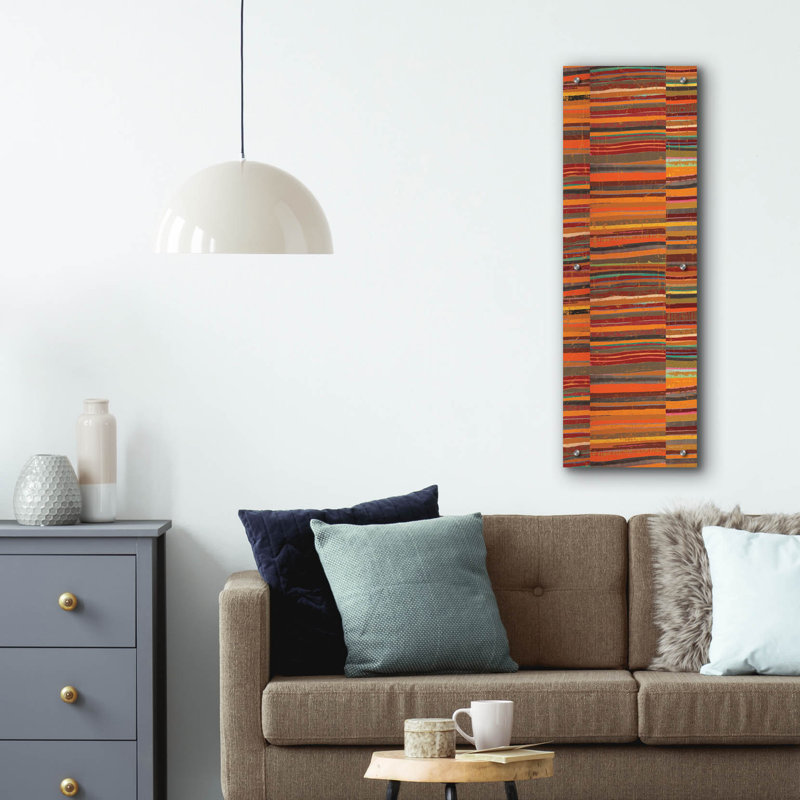  «Spice Stripes Panel 2» par Cheryl Warrick, art mural en verre acrylique, 12 po x 36 po