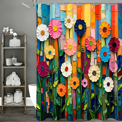 Floral Shower Curtains with Hooks Included