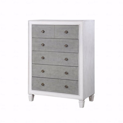 Commode au fini rustique gris et blanc vieilli (commode)