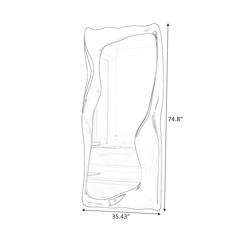 Miroirs pleine grandeur rectangulaires en bois manufacturé, White, 74.8" H x 35.43" W