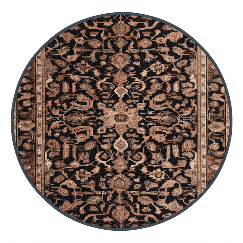Tapis brun lavable à la machine, Rond 7 pi