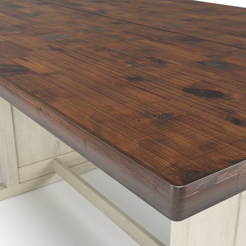 Corner Dining Set Delija White Distressed | August Grove®, Dark Oak/White, White