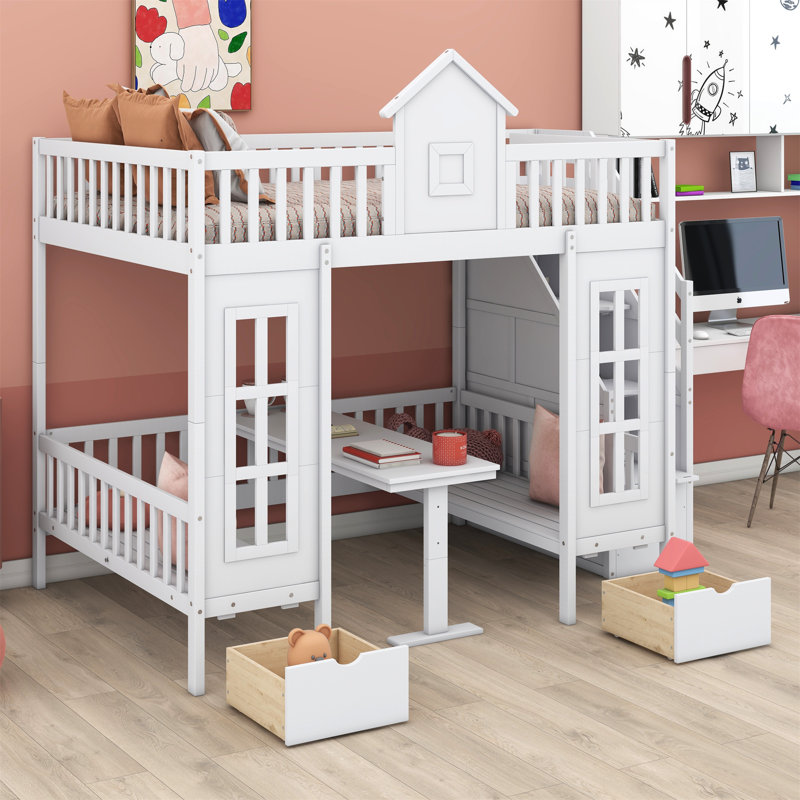 Bunk Bed With Changeable Table, Bunk Bed Turn Into Upper Bed And Down Desk