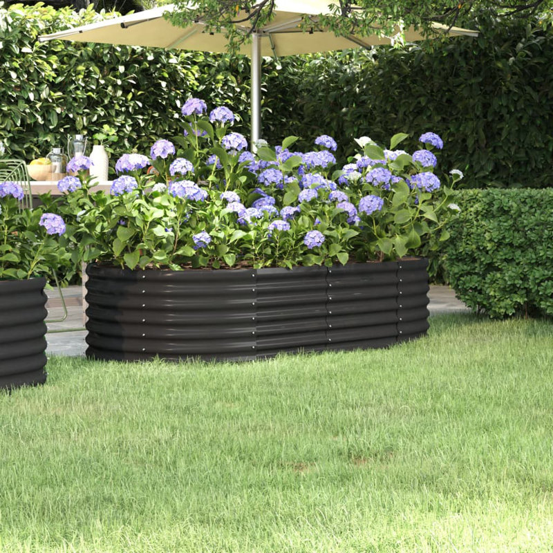 Garden Raised Bed Powder-coated Steel, 36cm x 152cm x 80cm, Anthracite