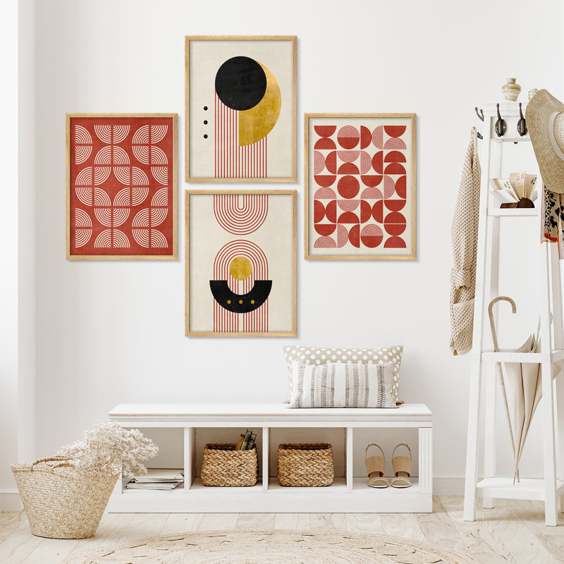Affiche encadrée rustique de style Mid-Century moderne jaune Yelow, H 14 po x l 11 po, Naturel
