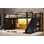 Lit mezzanine simple en métal avec glissière réversible, tiroirs de rangement, tablettes et éclairage DEL-1806738121