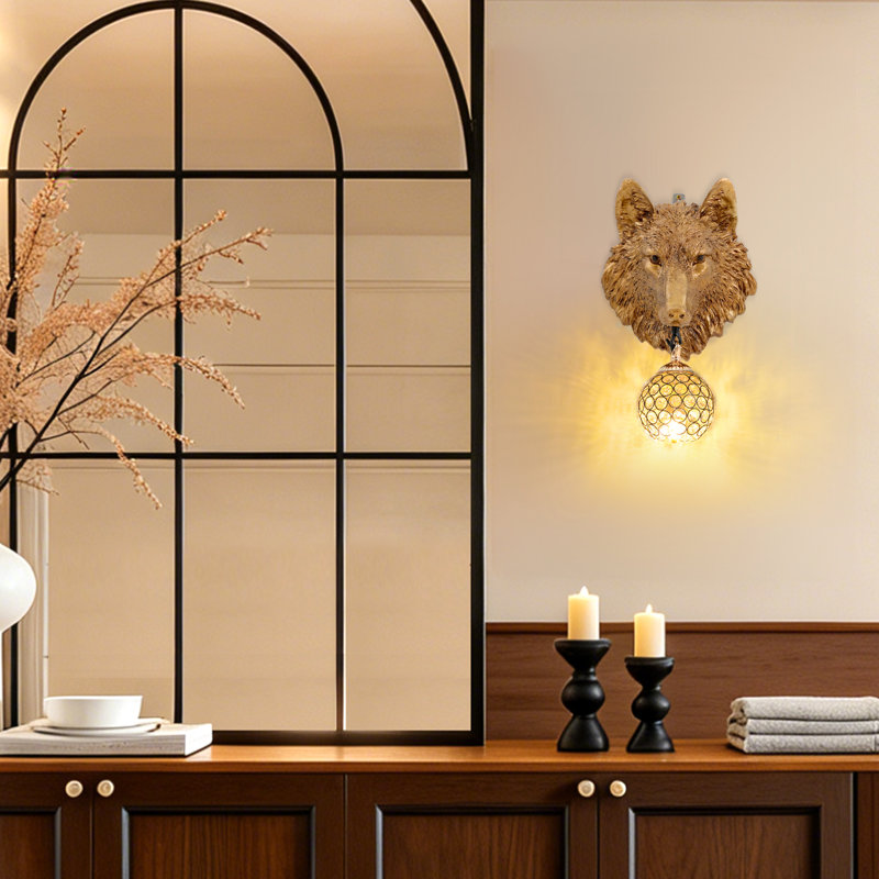 Applique murale décorative tête de lion, luminaire mural