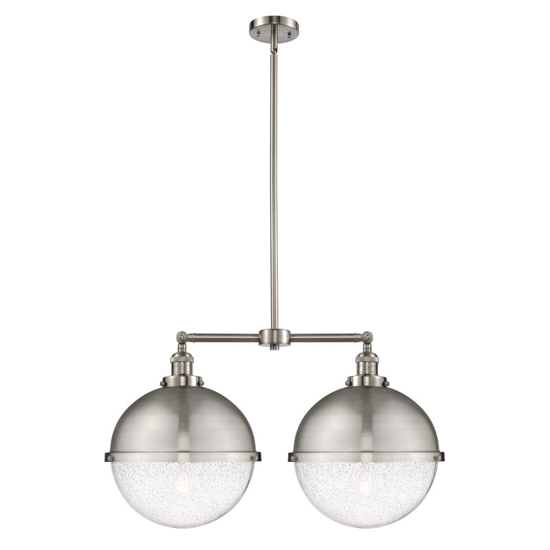 Luminaire suspendu linéaire à 2 lumières pour îlot de cuisine Alondrea, Ampoule non incluse, Nickel satiné brossé, Grainé