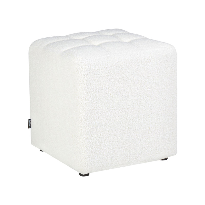 Haldan 38cm Wide Tufted Square Cube Ottoman, White