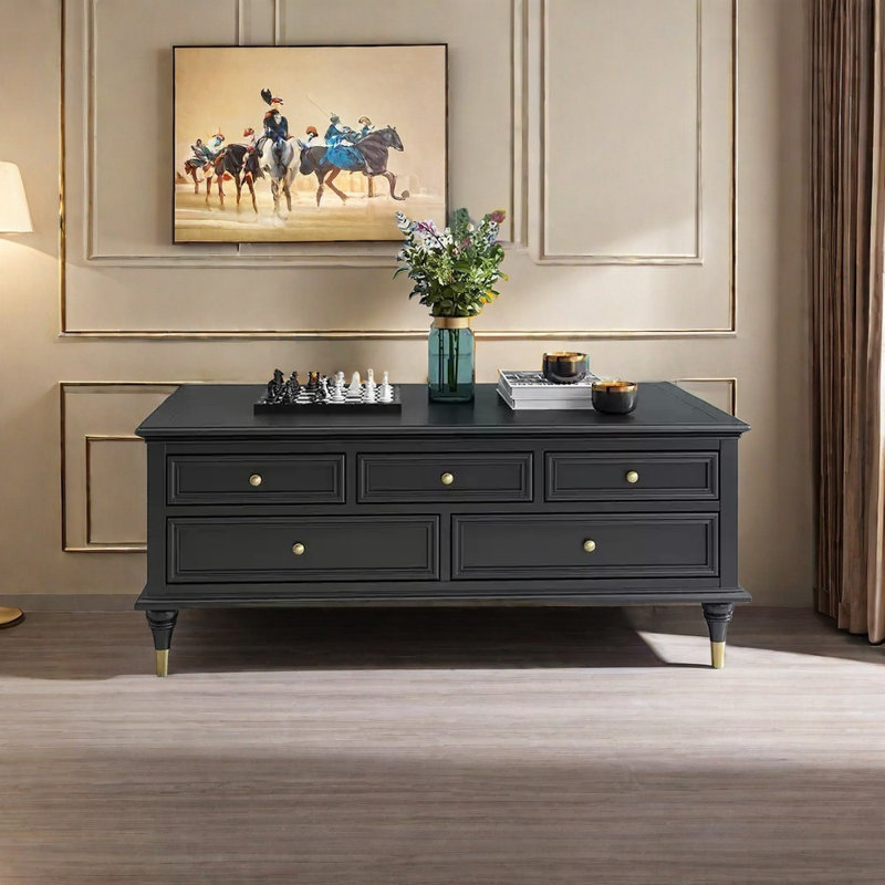 Table basse imperméable éco-peinte, H 20,47 po x L 55,11 po x l 27,55 po, Noir, noir, noir, noir