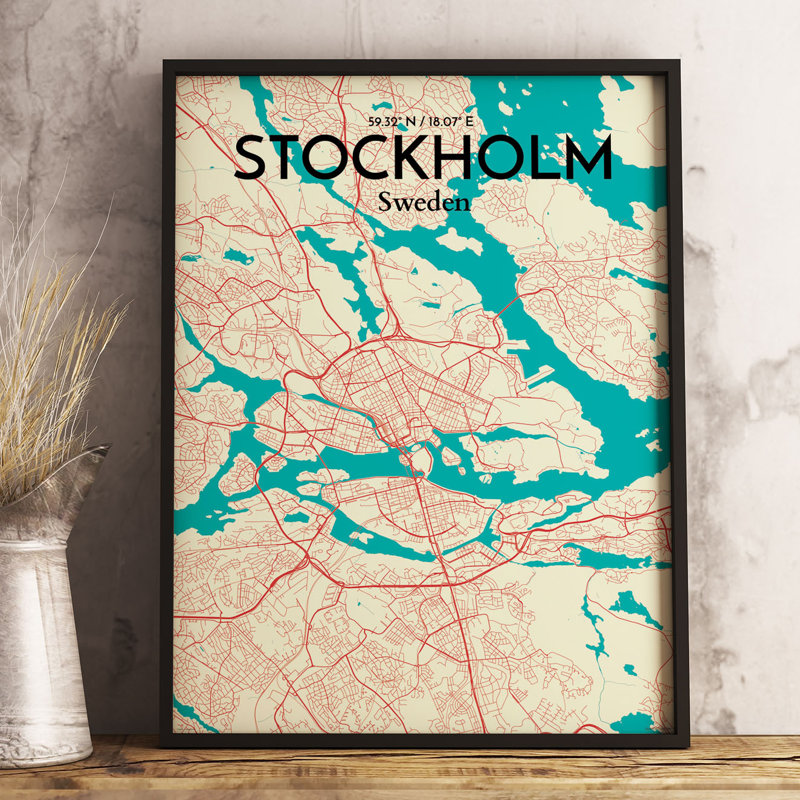 Stockholm City Map - No Frame Print, 43cm H x 28cm W x 0.13cm D
