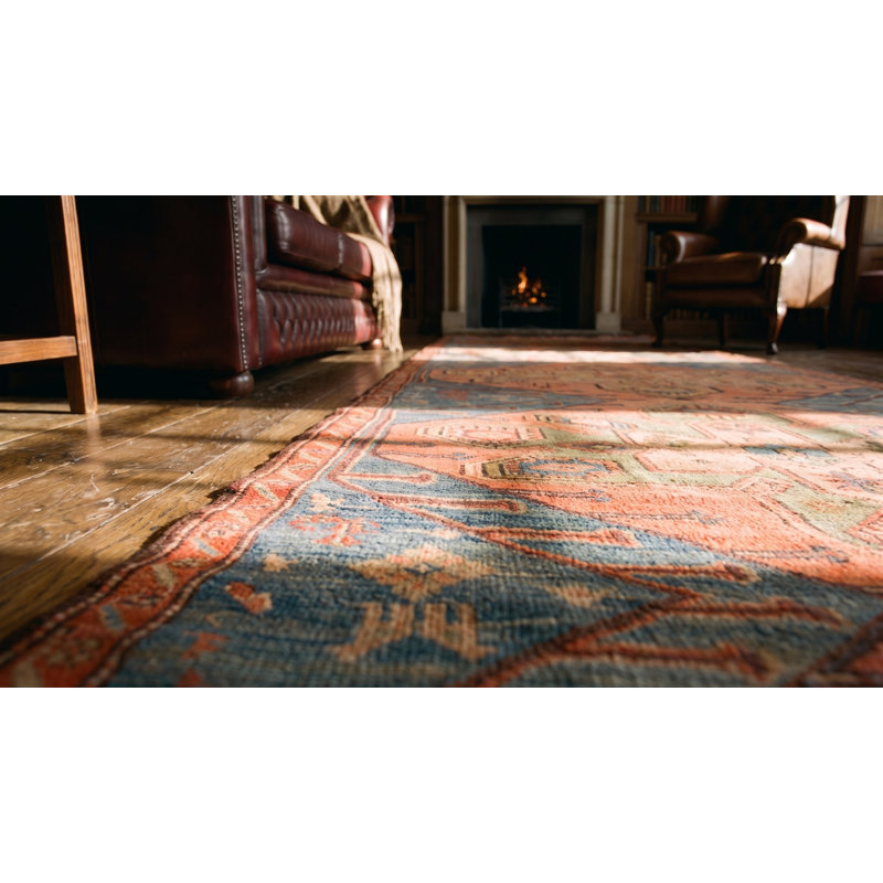 Tapis de couloir antique en laine corail