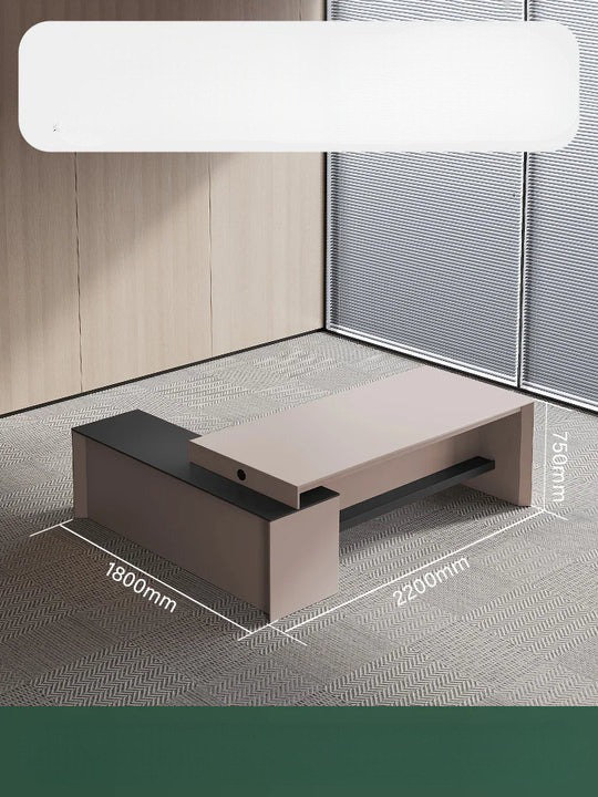 Mykail L-Shaped Executive Desk, 75cm H x 220cm W x 180cm D
