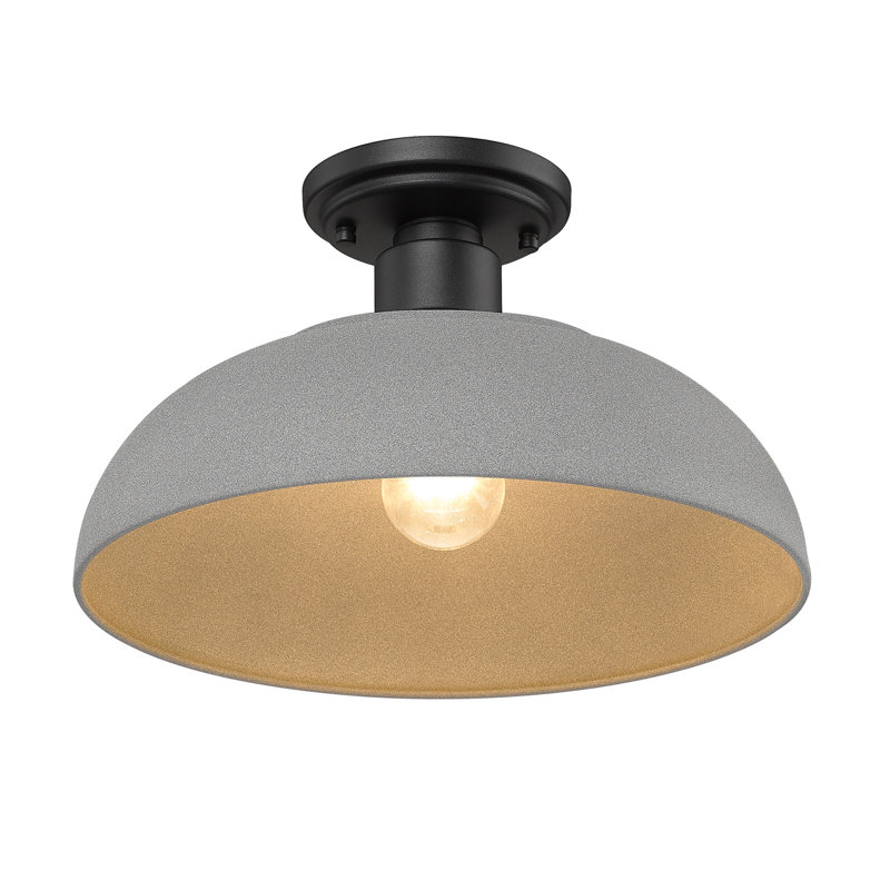Plafonnier extérieur 1 lumière Yep par Golden Lighting Levitt en noir naturel et abat-jour gris naturel, gris