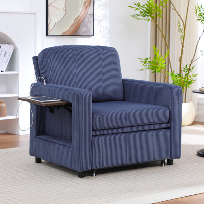 Multi-Functional Upholstered Sleeper Sofa with USB Ports and Convenient Side Pocket
