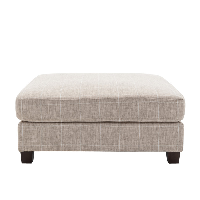 Brailyn Upholstered Ottoman, Plaid Cream Polyester