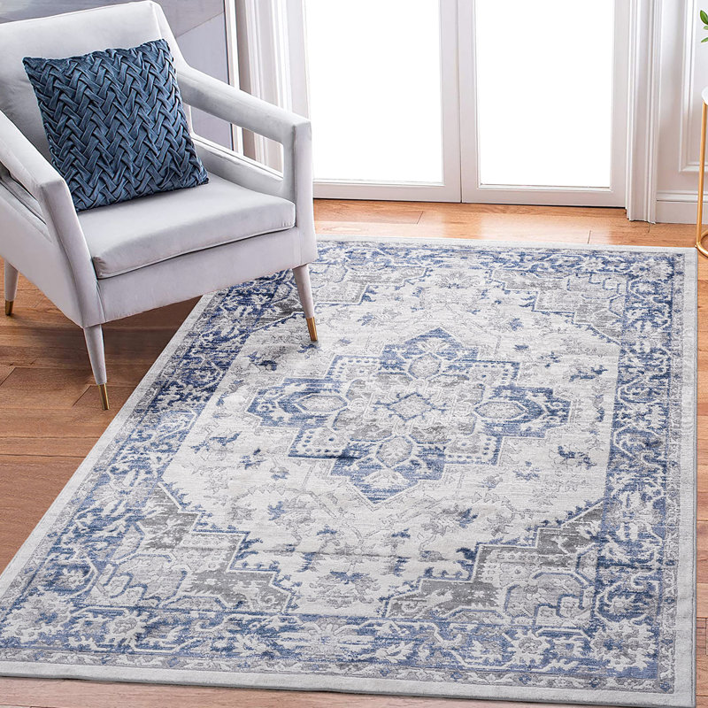 8X10 Area Rug In Blue/Grey Tone - Non-Shedding, Stain For Bedroom, Office Non-Shedding Home Decor, Rectangle 7'9" x 9'9"