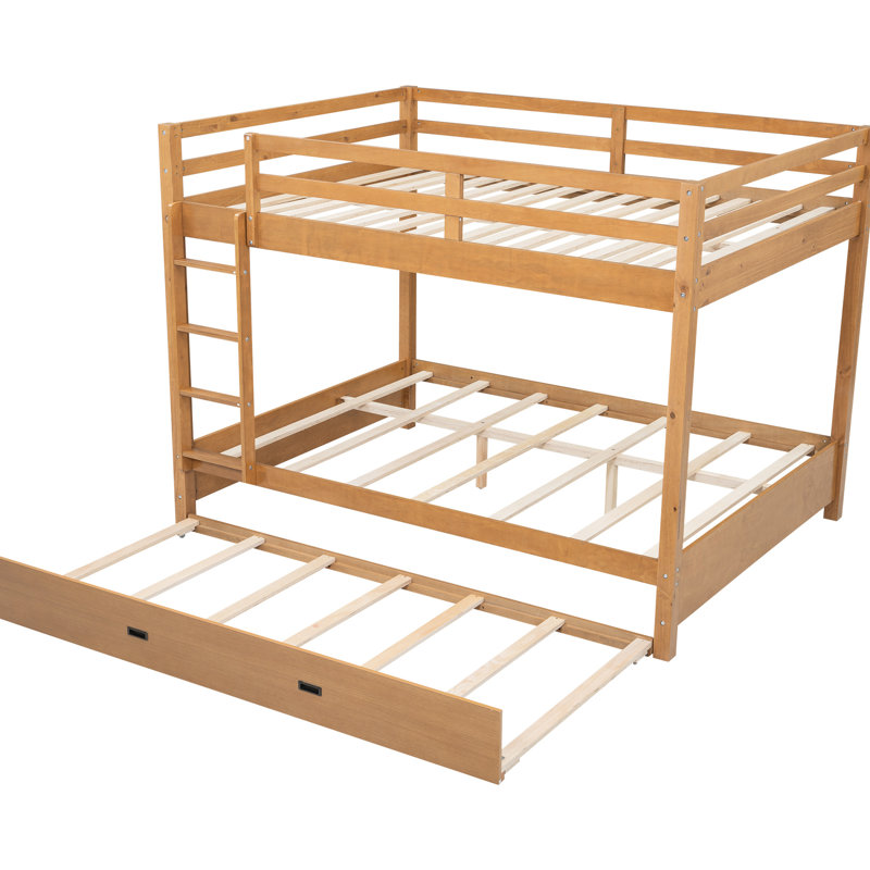 Grand lit superposé en bois avec lit gigogne, structure en pin fiable, peu encombrant pour les chambres partagées, outils faciles à assembler pour petites pièces, à assembler
