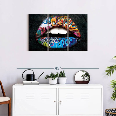 «Grunge Rainbow Lips», reproduction sur toile