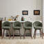Ensemble de tabouret de bar et de comptoir pivotant Mid-Century 27 po avec base en bois et grand siège, chenille vert olive -1825781370
