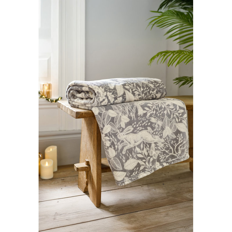 Deyongs 1846 Winter Forest Check Fleece Throw, Grey