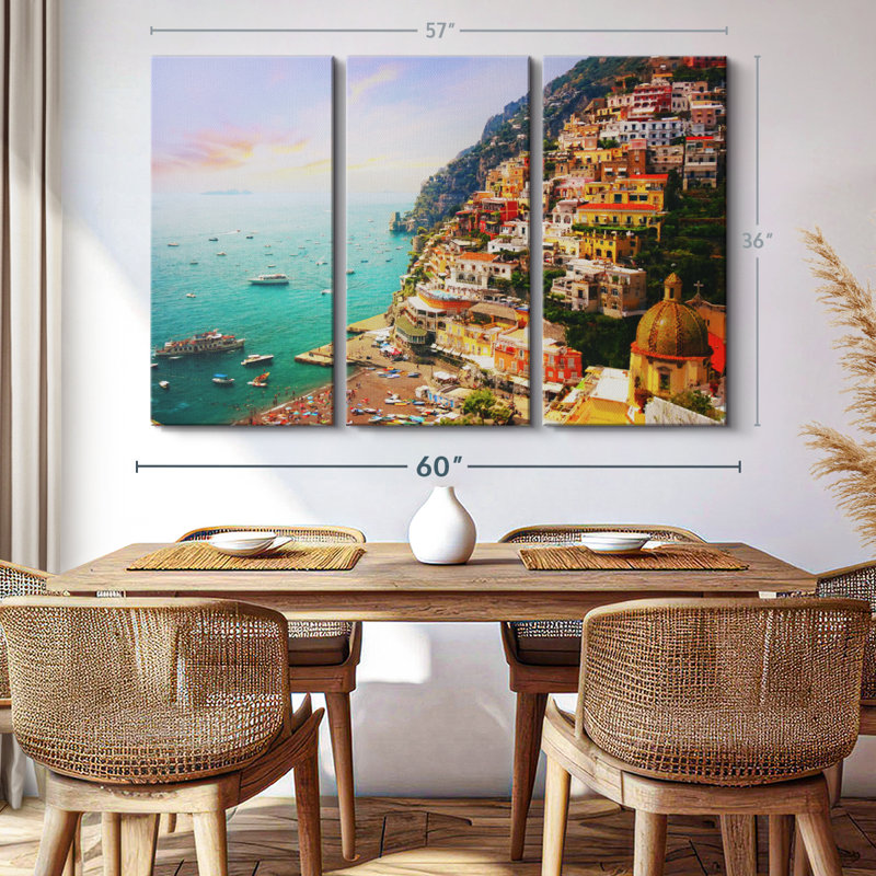 «Bustling Village Of Positano» sur, H 36 po x l 57 po