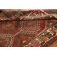 Tapis rouge et rose en laine à motif géométrique 4 x 7