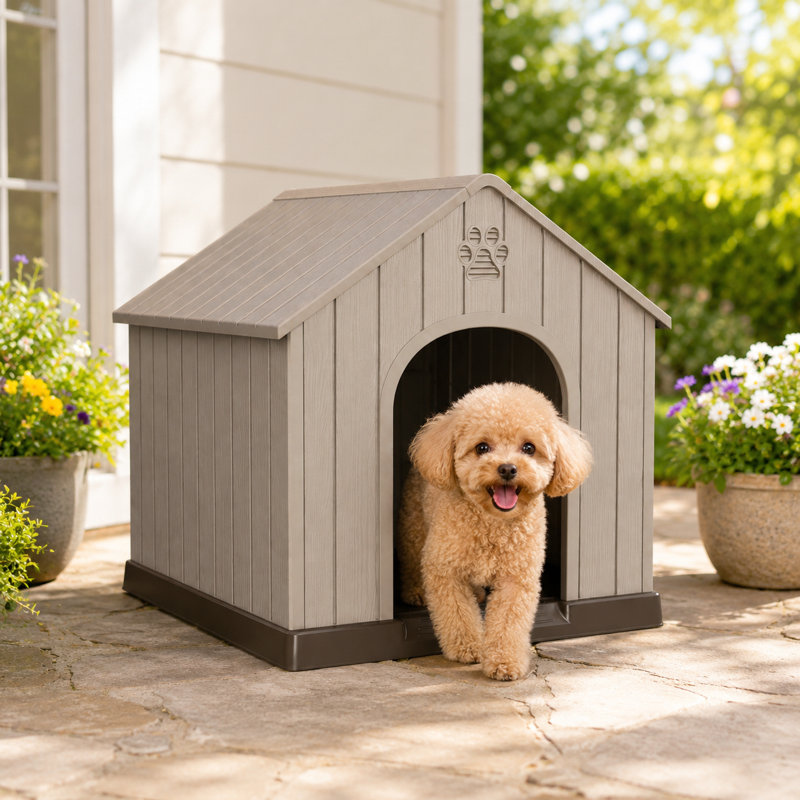 Niche pour chien en plastique toutes saisons, Gris