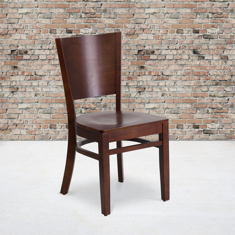 Kadircan Solid Back Wooden Restaurant Chair, Walnut