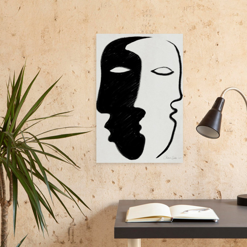 Art abstrait minimaliste face à face, H 24 po x l 16 po
