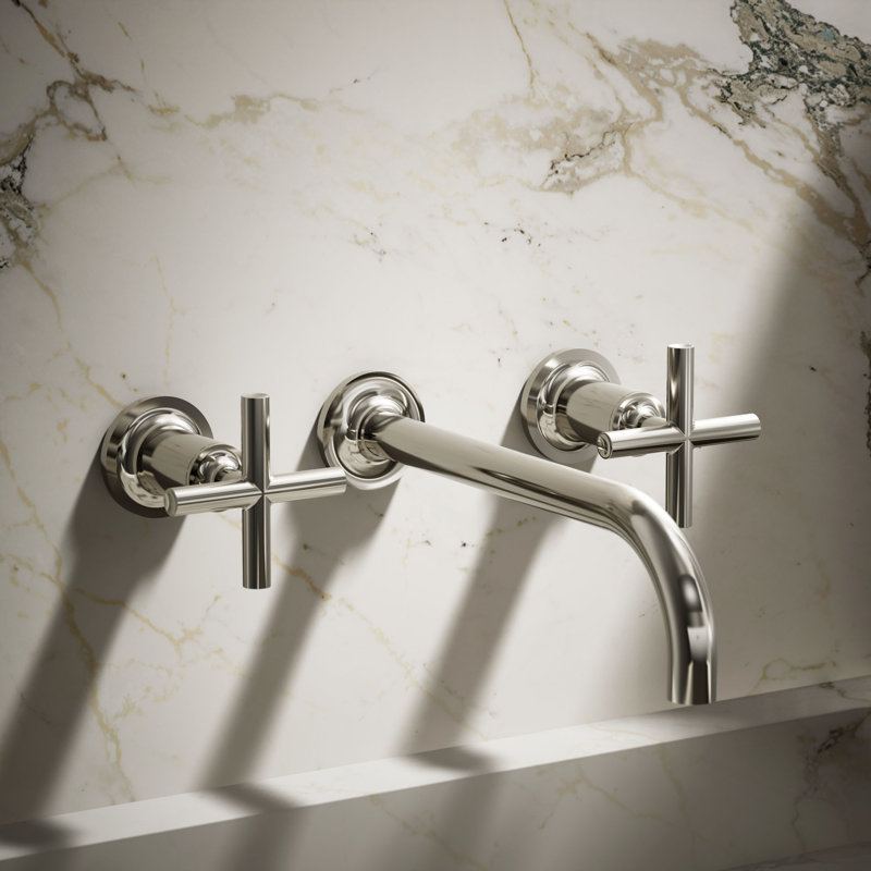 Purist® Wall Mounted Bathroom Faucet, Vibrant Polished Nickel, Cross Handle