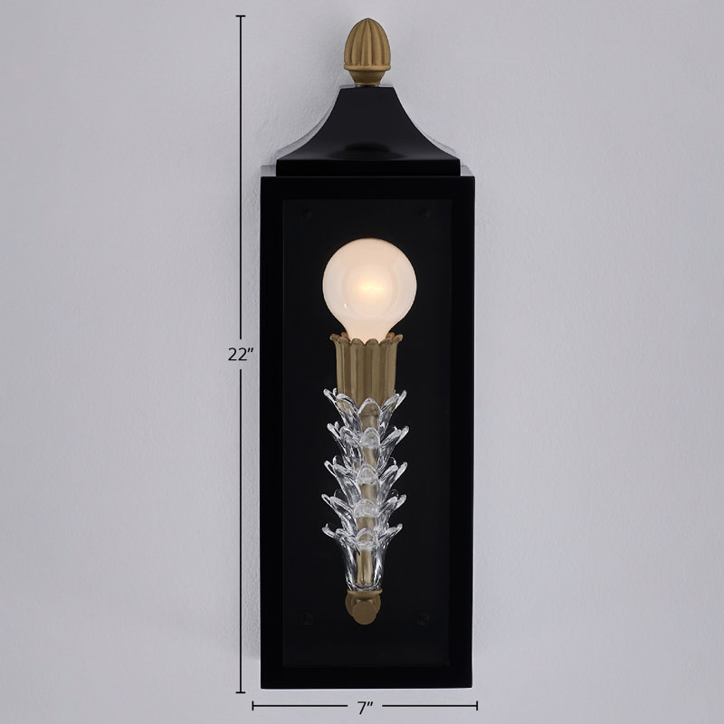 Applique murale d'extérieur noir mat Midsummer Kalco, Une lumière, H 22 po x l 7 po x P 5 po