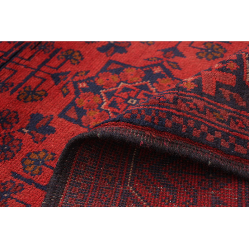 Tapis de zone en laine rouge/noir 4 pi 2 po x 6 pi 3 po à la main one-of-kind-noué la 2010s esari turque Allaina